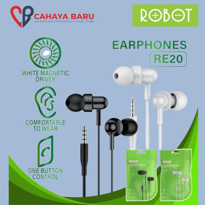 Headset Robot RE20 Wired Headset Earphone Bass Android iPhone Original
