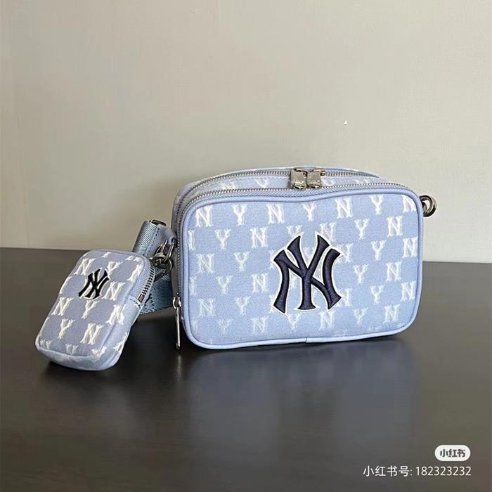 Korea Selatan Mlb Tas Kamera Denim Label Penuh NY Tas Bahu Kecil Presb