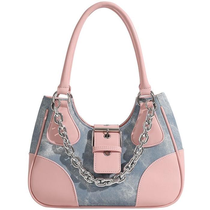 Pink Y2K Tas Bahu Diesel Untuk Gadis Panas Desainer Mewah Wanita Tas T