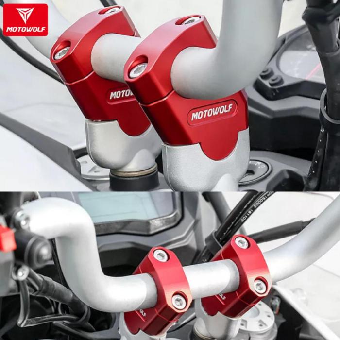 " Raiser Stang Motowolf Peninggi Stang Motor Cnc Almunium Alloy "