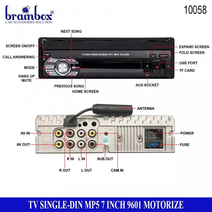 " Head Unit Mobil 1 Din Mp5 Player 9601 Hd Tv Mobil Tape Mobil