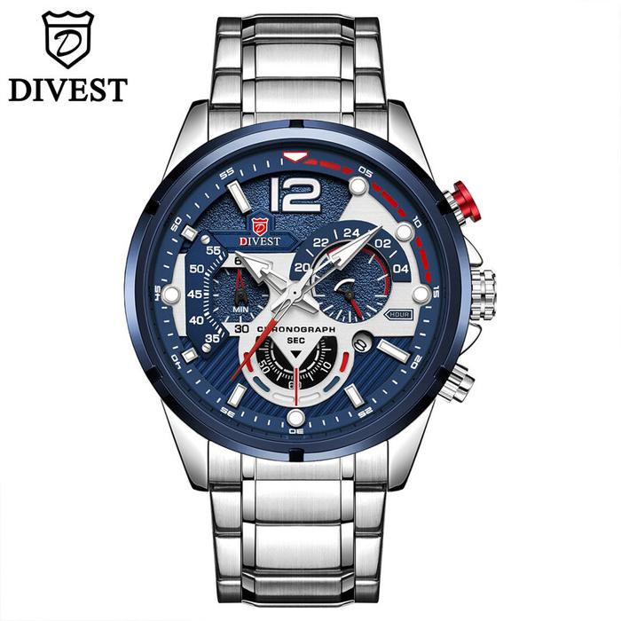 DIVEST Jam Tangan Quartz Tali Stainless Steel, Jam Tangan Bisnis, Jam