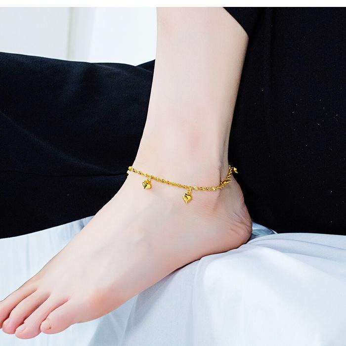 OPK Gelang Kaki Untuk Wanita, Gelang Kaki Tembaga Lapisan Emas Sederha