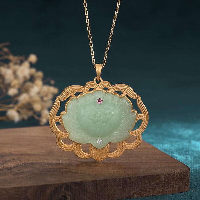 Her Lab Jewelry | Kostum Kuno Hanfu Gaya Cina Kalung Liontin Giok Tera