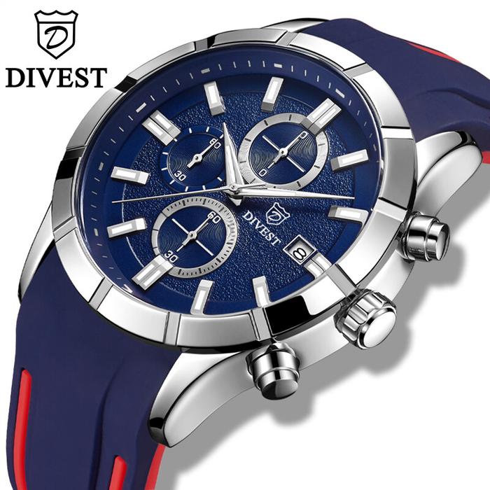 DIVEST Jam Tangan Pria, Arloji Silikon Tahan Air Tahan Tekanan, Tangga