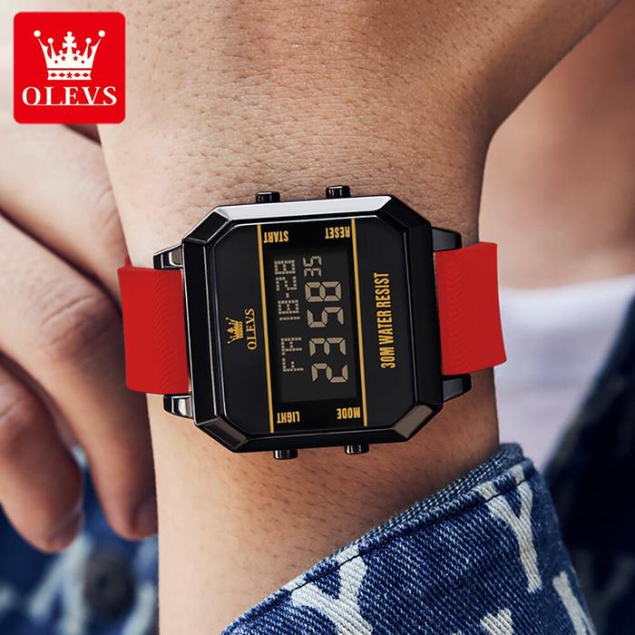 OLEVS Jam Tangan Digital Pria, Jam Tangan Digital Olahraga, Tali Silik