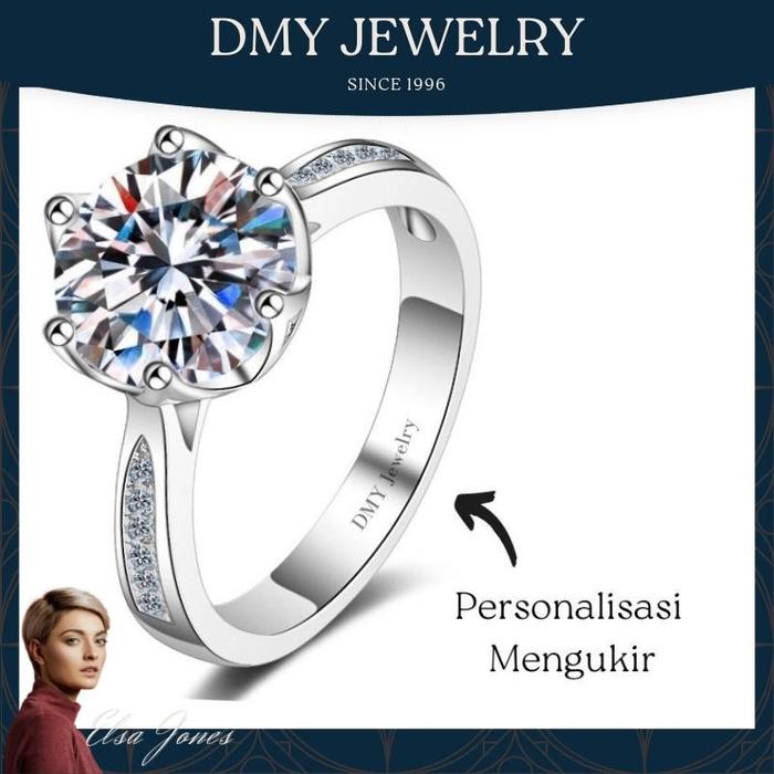 DMY Jewelry Cincin Emas 2 Gram Asli Super White Diamond Cincin Pertuna