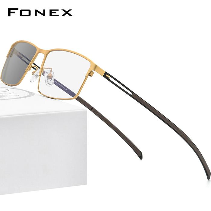 FONEX Kacamata Pria, Kacamata Hitam Photoromik, Paduan Titanium, Bingk