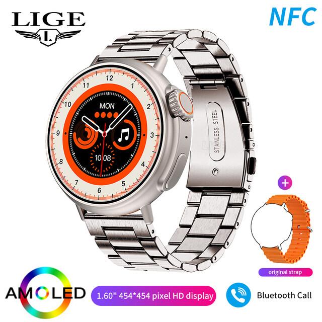 LIGE Jam Tangan Pintar Pria AMOLED 454*454 Layar Sentuh Penuh Baterai