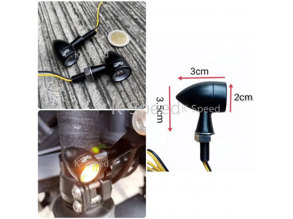 Lampu Sein LED Mini Black Round Aluminium Diabolus by K-SPEED