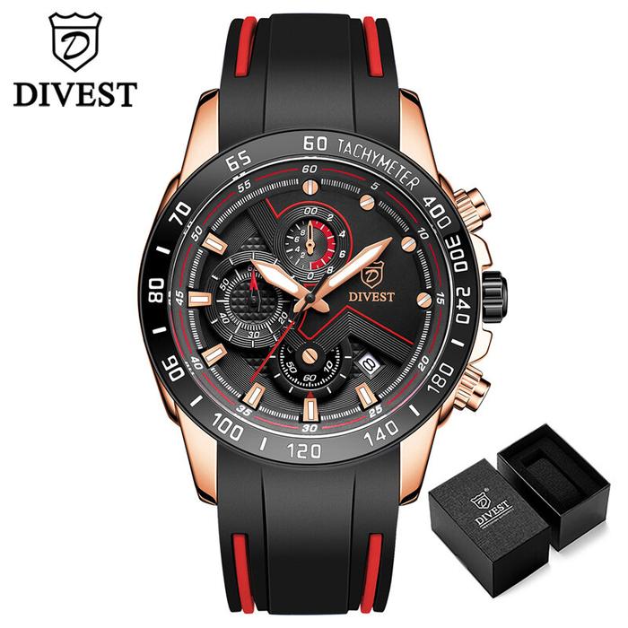 DIVEST Top Brand Men's Watches 30M Waterproof Sports Rubber Strap Quar