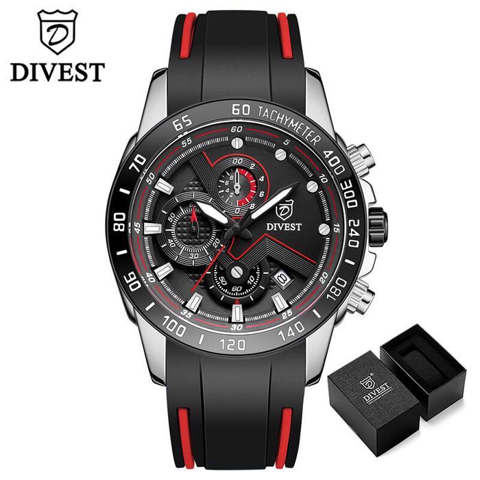 DIVEST Top Brand Sports Fashion Men's Watches Classic Rubber Strap Wat