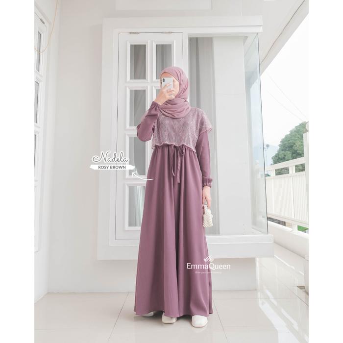 \NEW/ EmmaQueen Gamis Muslim Dress Brukat - Dress Nadela