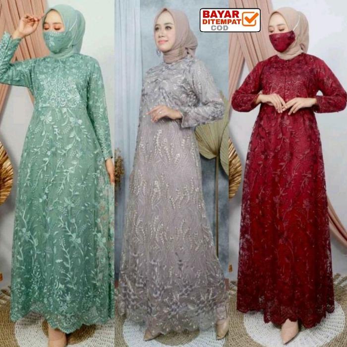 \NEW/ Gamis Pesta / Gamis Maxi Brokat / Gamis Tile / Gamis Jumbo /