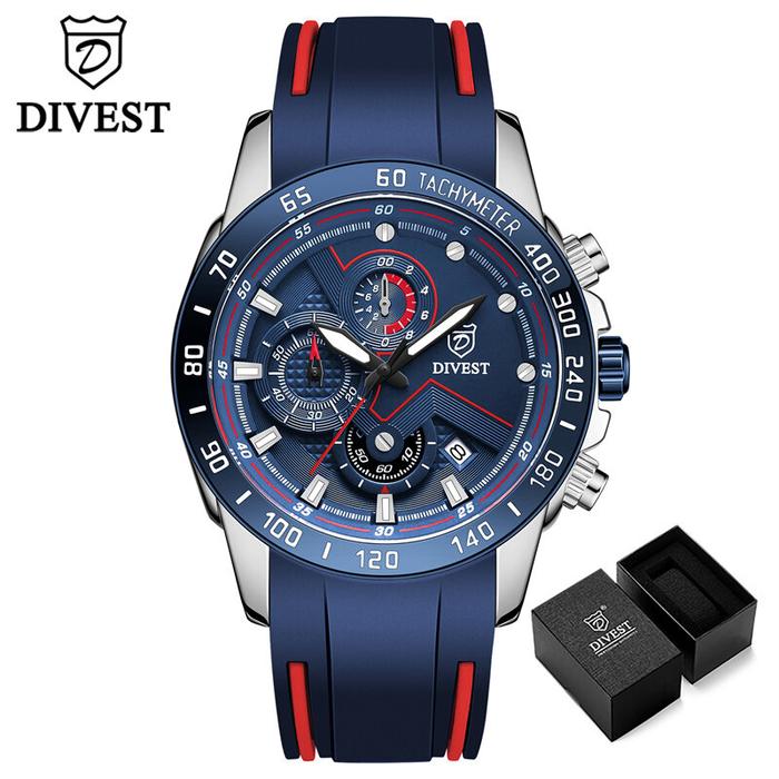 DIVEST Men's Watches Top Brand Sports Fashion Rubber Strap Quartz Clas