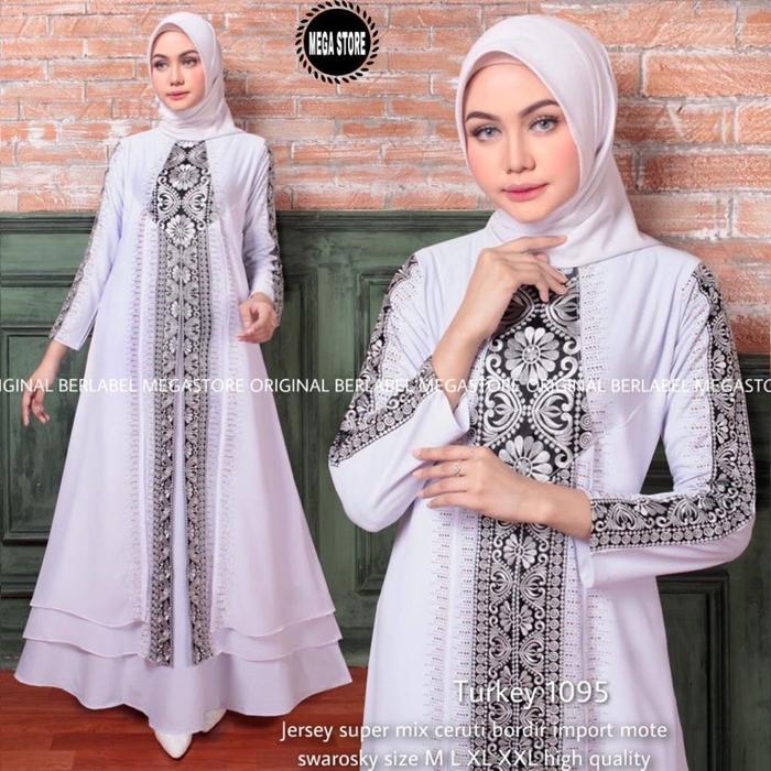\NEW/ Gamis Turkey 1095 Hawa #135 White Series Dress Busana Muslimah