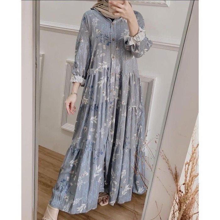 \NEW/ ABERIA DRESS RAYON FULL KANCING - GAMIS RAYON WANITA MOTIF BUNGA