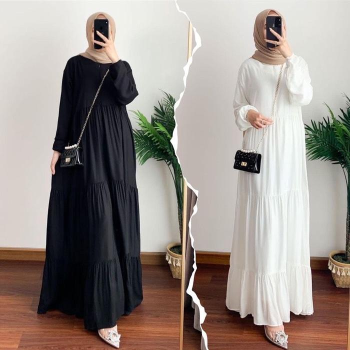 \NEW/ Hanum Dress Polos / Casandra Dress Rayon / Gamis Putih / Busui