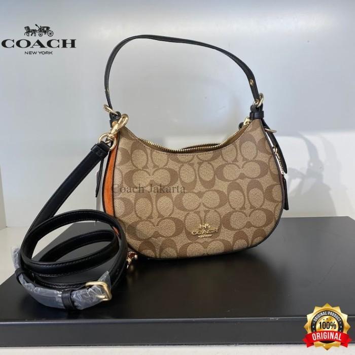 Tas Wanita Coach Crossbody Bag Women Kleo Hobo Signature Khaki