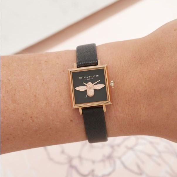 Olivia Burton 3D Bee square Black Leather ORIGINAL