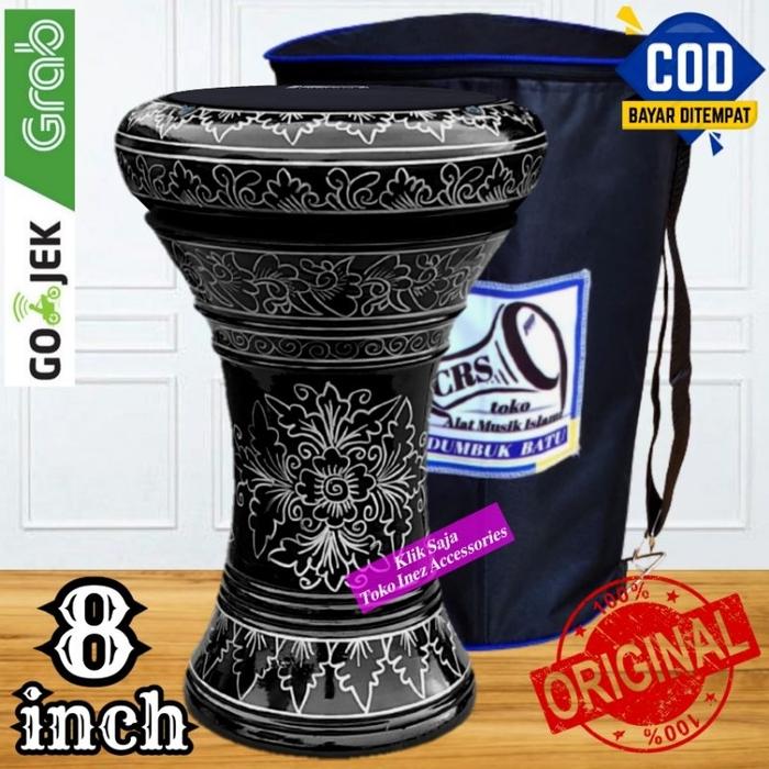 Gendang Atau Darbuka Kayu 8 inch Hitam Silver Power Beat Hitam Made