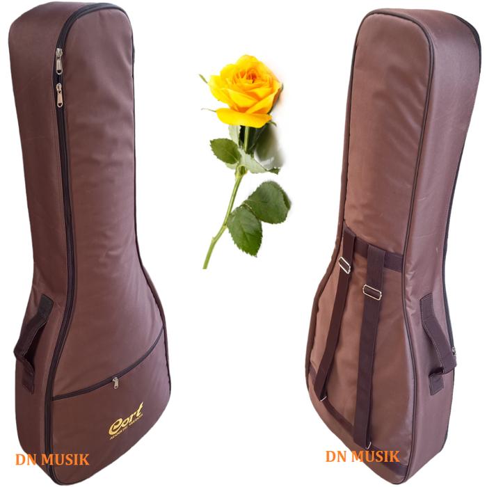 Tas Gitar Akustik Jumbo Cort Warna Coklat Bahan Polyster Anti Air
