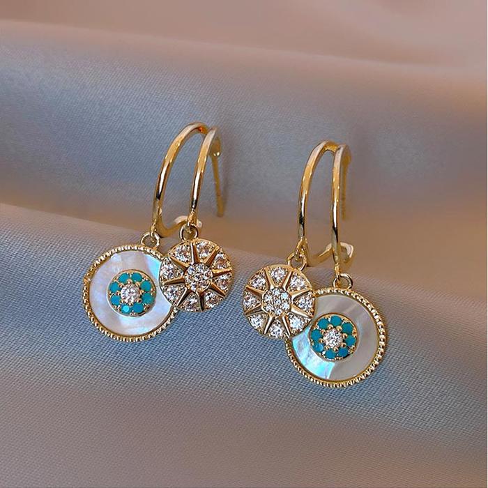 Anting-Anting Bulat Geometris Wanita, Anting-Anting Bulat Emas Mode