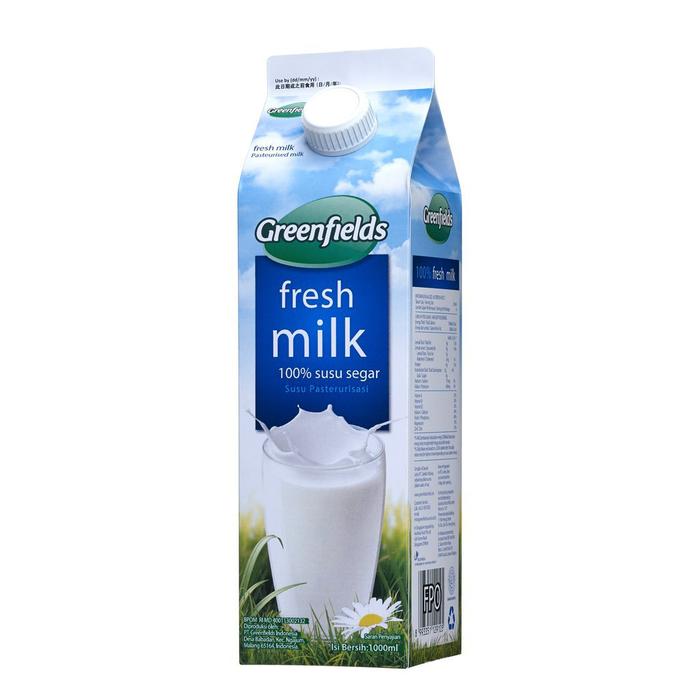 Fresh milk Greenfield Plain 1000ml TANPA TUTUP (1 karton isi 12pcs)