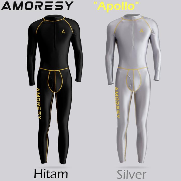 lub01 AMORESY FOR MEN Bodysuit Full Silky Pria Catsuit Halus Zentai