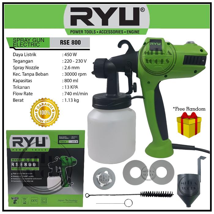RYU RSE 800 Spray Gun Electric / Semprotan Cat Listrik 800ml Power