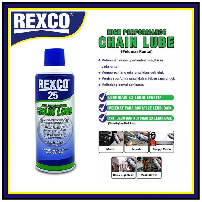 REXCO 25 Chain Lube Pelumas Semprotan Minyak Rantai 120ML 350ML /