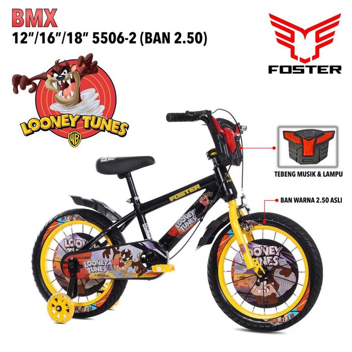 SEPEDA ANAK BMX FOSTER LOONEY TUNES BAN JUMBO 2.5 UKURAN 16 / 18 INCH
