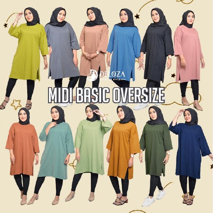 \\TERLARIS// Deloza Long Tunik Oversized Kaos Polos / Midi Dress JUMBO