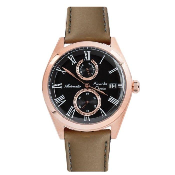 ALEXANDRE CHRISTIE AC 3040 PRIA ROSEGOLD BLACK LEATHER ORIGINAL