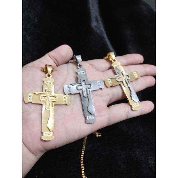 BIG CROSS kalung salib pria besar titanium anti karat