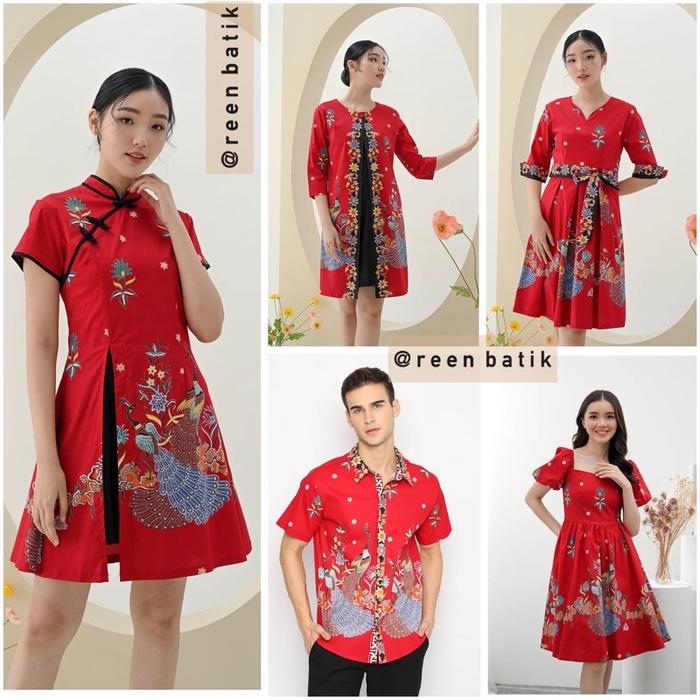 ADA!!! Batik Couple Set Family BBC Warna Merah Edisi Imlek, 306 BBC-R