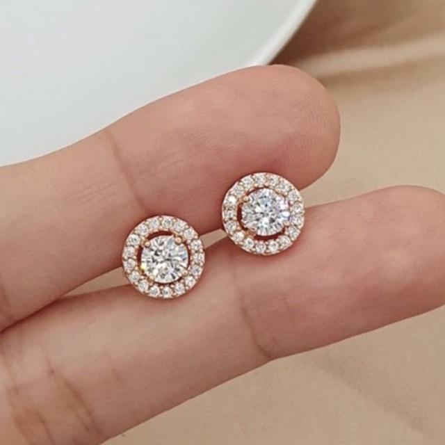 Ready Giwang Mewah Motif Berlian Perhiasan Wanita Titanium Gold
