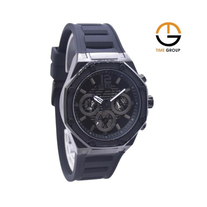 JAM TANGAN PRIA GUESS MOMENTUM GW0263G4 BLACK DIAL BLACK SILIKON STRAP