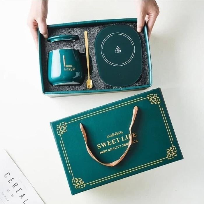 BAGUS BELI Cozy Coaster set Cangkir Pemanas Kopi Teh Elektrik mug