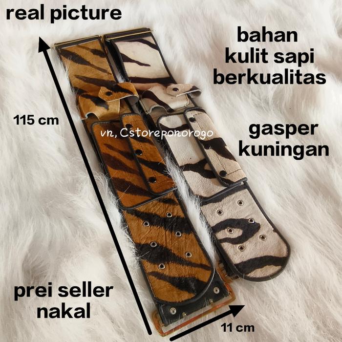 Sabuk Bopo 11 Cm Motif Macan Full Kulit Gak Campuran / Sabuk Bopo /