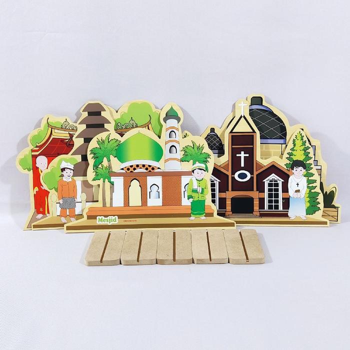 terlaris(RUDI) Omocha Mainan Miniatur APE Rumah Ibadah 2D Mainan