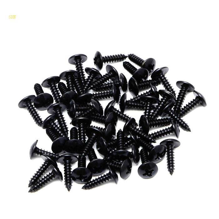Sun 50Pcs Sekrup Pickguard Warna Hitam Untuk Gitar Bass LP ST TL SG