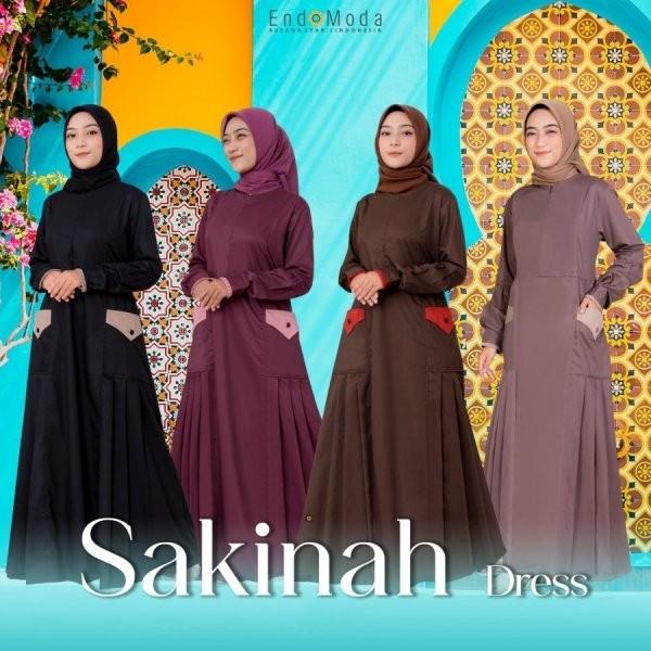 Endomoda-Sakinah Dress Hitam-Coklat-Maroon-Mocca Toyobo Gamis Wanita
