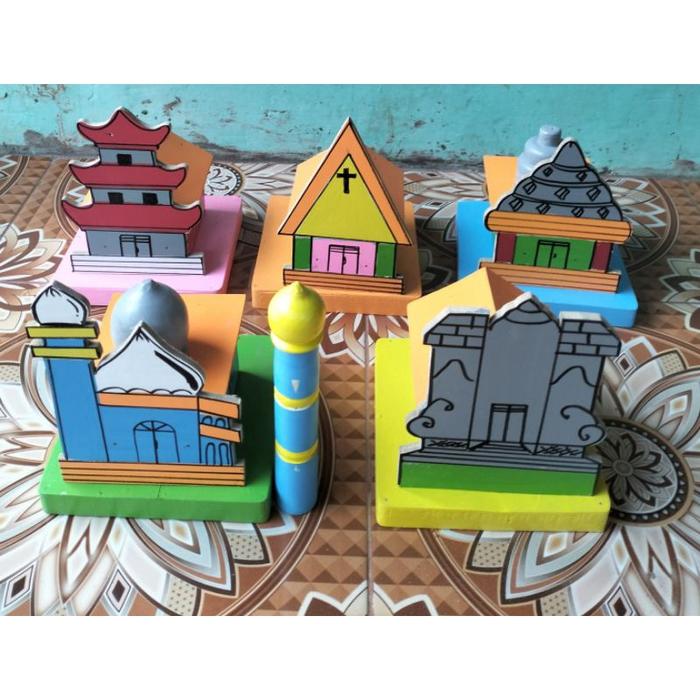 terlaris(RUDI) APE TK/PAUD peraga tempat ibadah 3D 5 agama berkwalitas