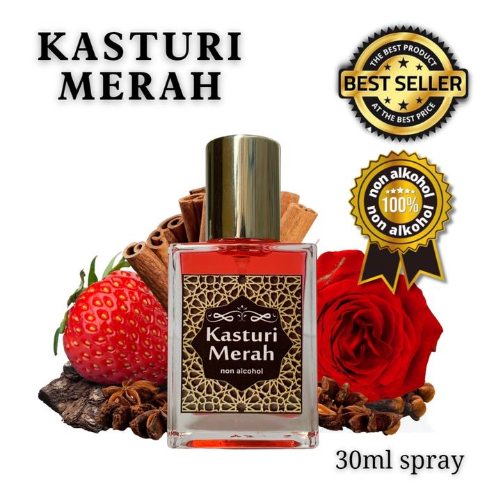 terlaris(RUDI) Parfum Kasturi Merah 30ML Spray Minyak Wangi Ibadah Non
