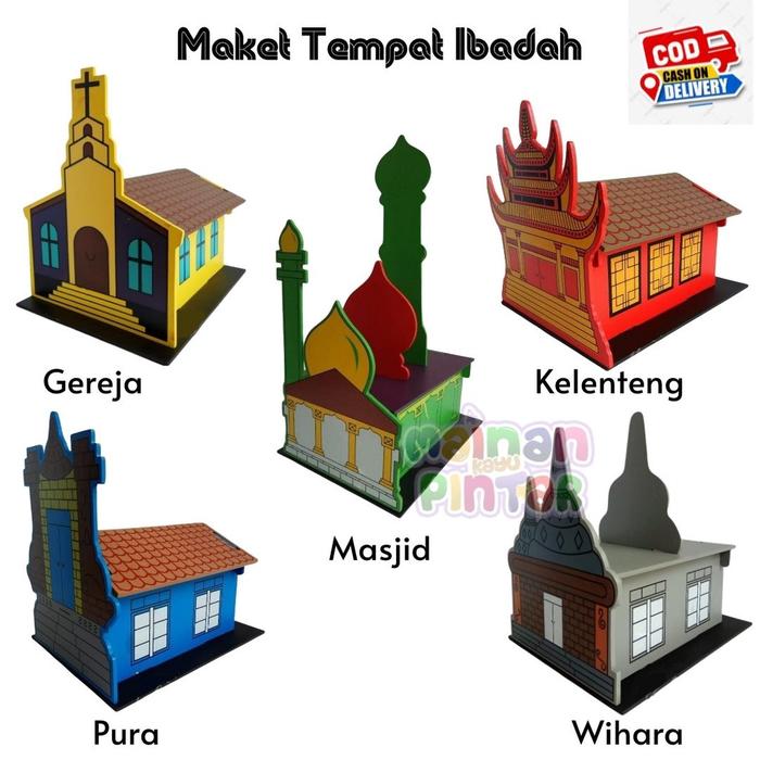 terlaris(RUDI) Maket Rumah Ibadah 3D Masjid Gereja Pura Wihara