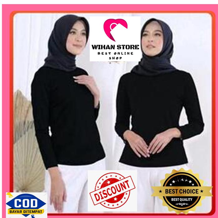 Manset Lengan Panjang Dewasa Warna Hitam Polos Spandek Jersey Zoya