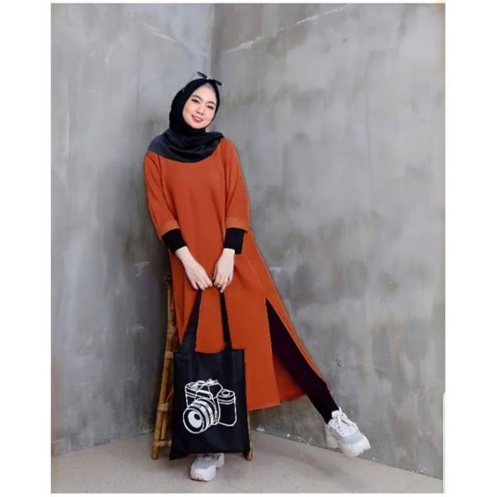 Diskon!! Jf Atasan Tunik Wanita Polos Long Tunik Polos Babyterry