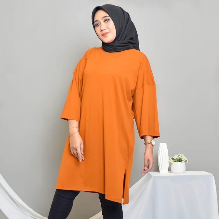 Diskon!! Jf Atasan Kaos Oversize Wanita Jumbo Tunik Polos Wanita Midi