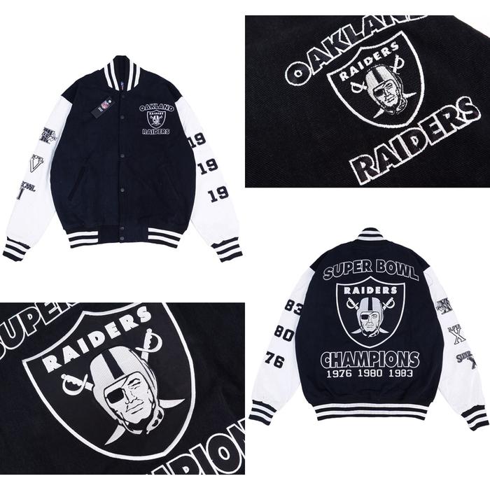 JAKET TWILL VARSITY VINTAGE NFL SUPER BOWL RAIDERS OAKLAND CHAMPIONS